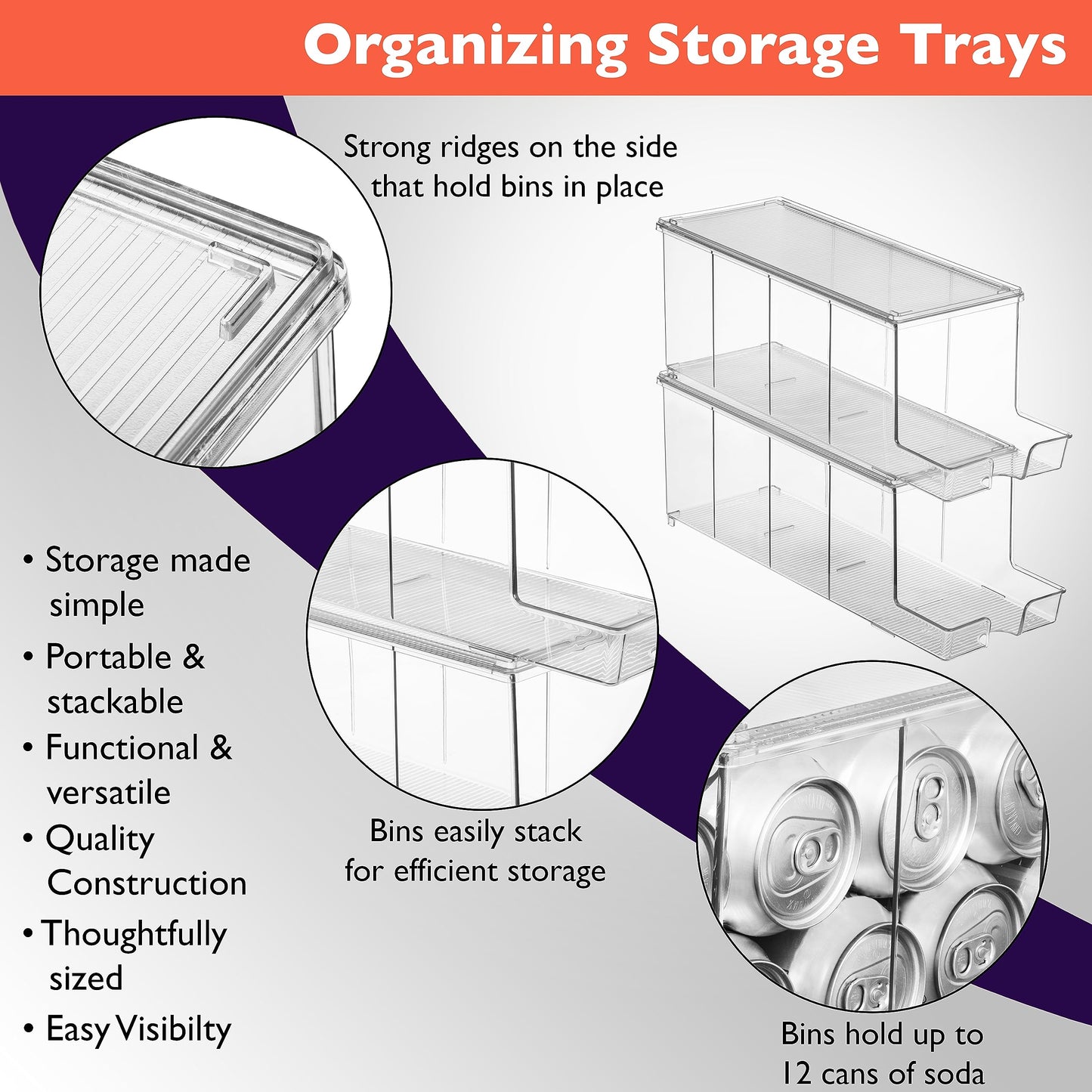 ClearSpace Drink Organizer for Fridge & Soda Can Dispenser