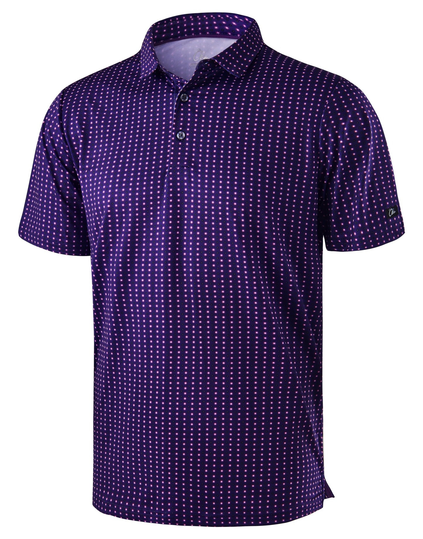 Obla Mens Golf Polo Shirts Short Sleeve Dry Fit Performance Moisture Wicking Casual Print Collared Golf Shirts for Men