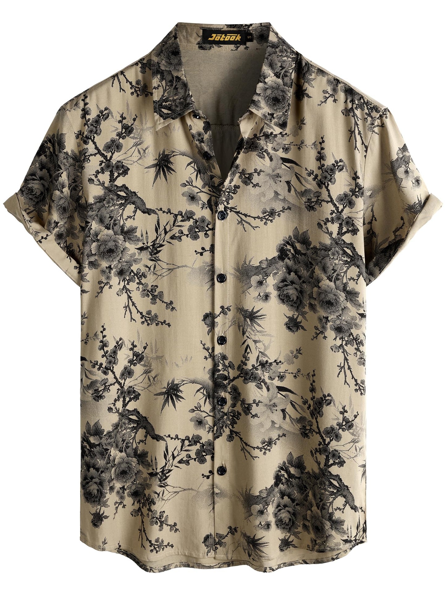 JOTOOK Mens Hawaiian Shirt Short Sleeve Button Down Tropical Shirts Casual Floral Summer Beach Shirt