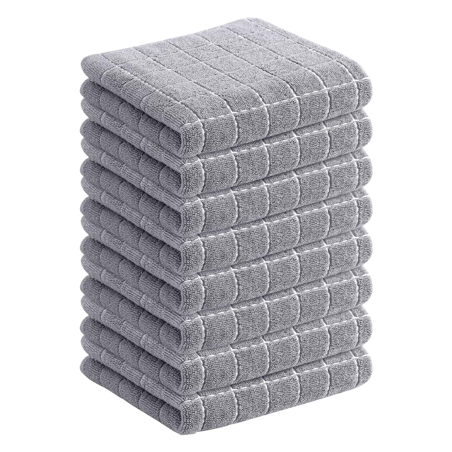Homaxy 100% Cotton Terrycloth Check Design Dish Cloths & Dish Towels, Soft and Absorbent, Perfect for Kitchen Drying and Washing