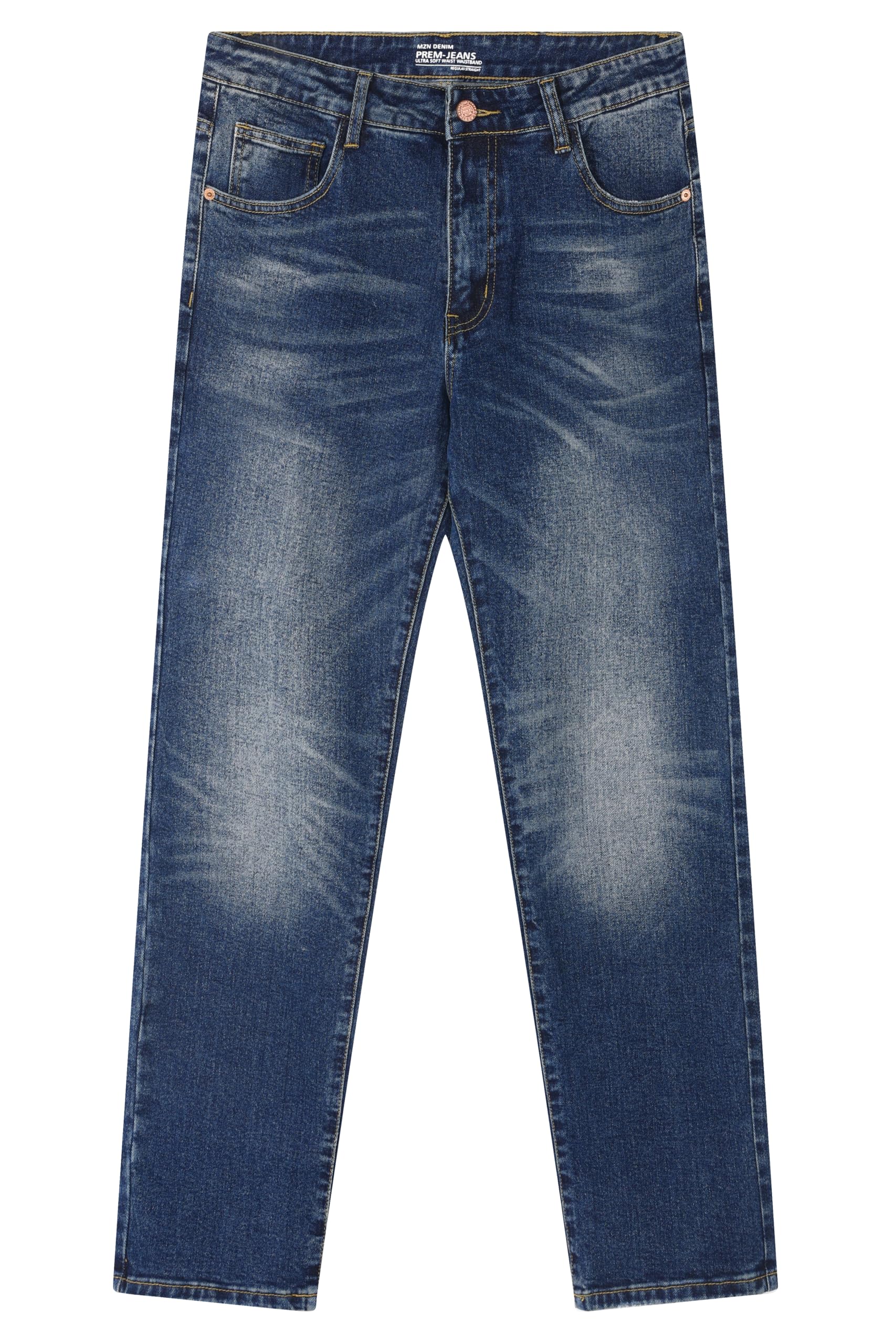 MZNBURAM Men's Stretch Regular Fit Straight-Leg Cotton Fashion Comfort Flex Waist Denim Pants Jeans