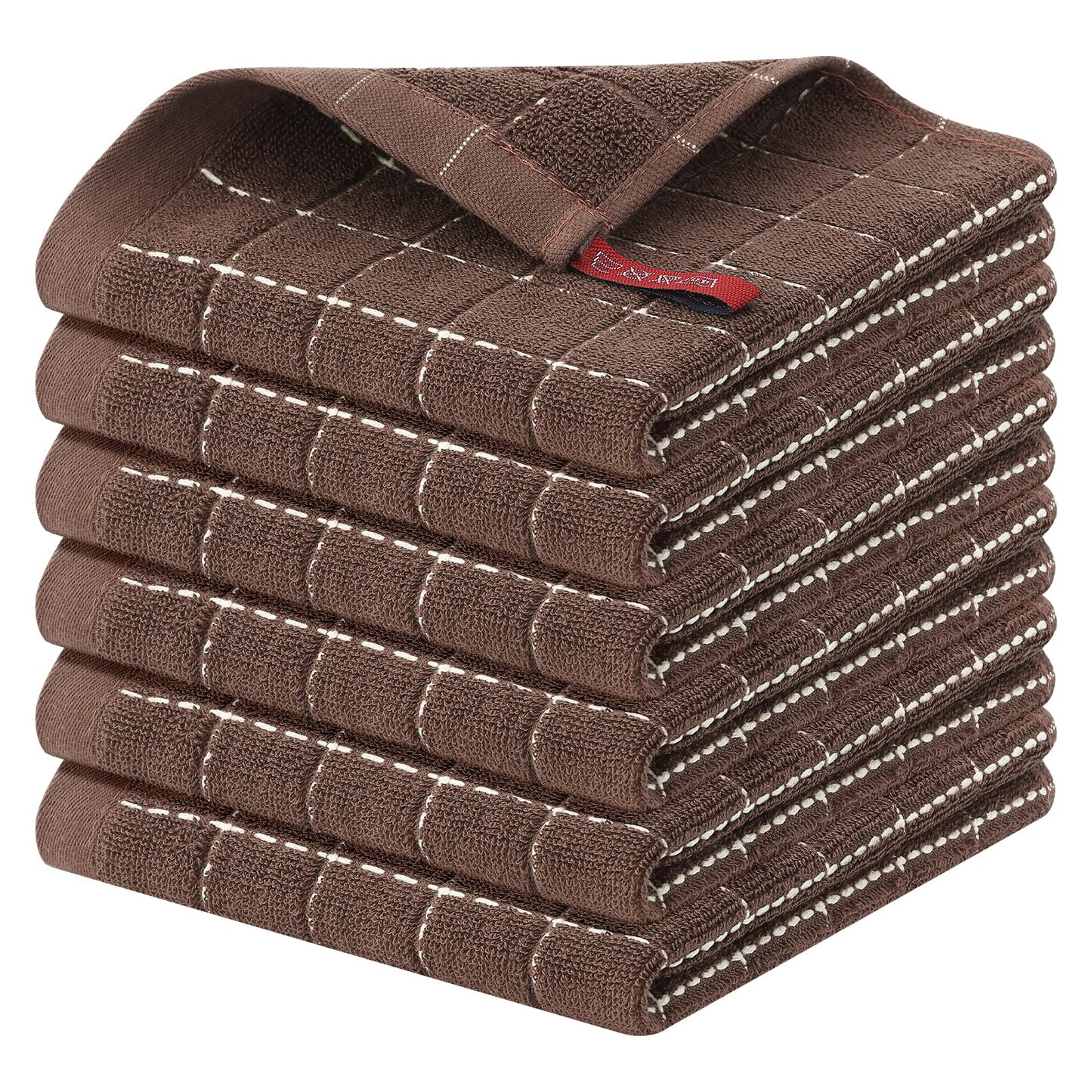 Homaxy 100% Cotton Terrycloth Check Design Dish Cloths & Dish Towels, Soft and Absorbent, Perfect for Kitchen Drying and Washing