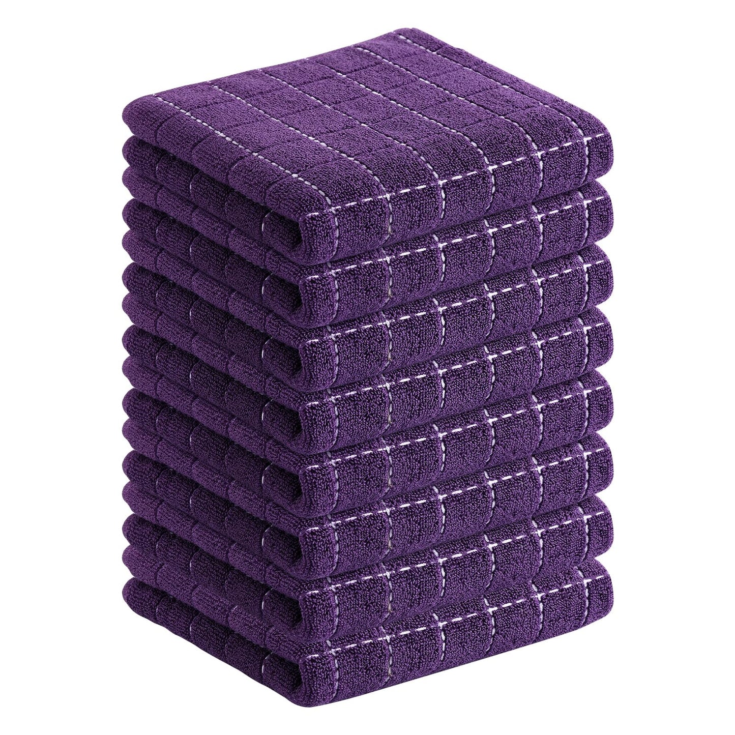 Homaxy 100% Cotton Terrycloth Check Design Dish Cloths & Dish Towels, Soft and Absorbent, Perfect for Kitchen Drying and Washing