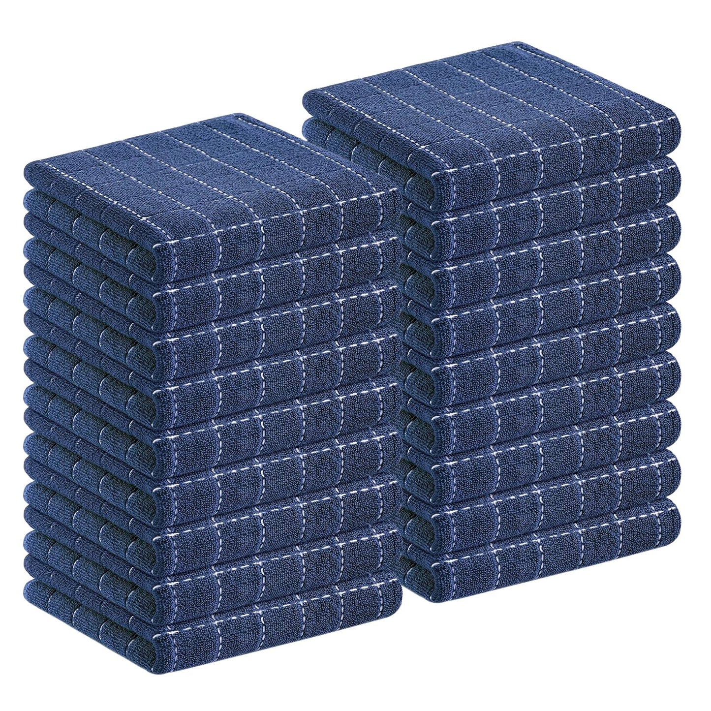 Homaxy 100% Cotton Terrycloth Check Design Dish Cloths & Dish Towels, Soft and Absorbent, Perfect for Kitchen Drying and Washing