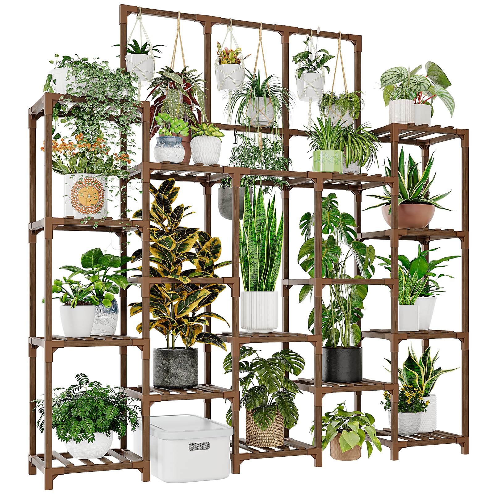 GENTINGBRO Plant Stand Indoor Outdoor Tall Plant Shelf for Plants Large Plant Sheves for Living Room Heavy Duty Plant Rack Garden Balcony Patio Hanging Planter