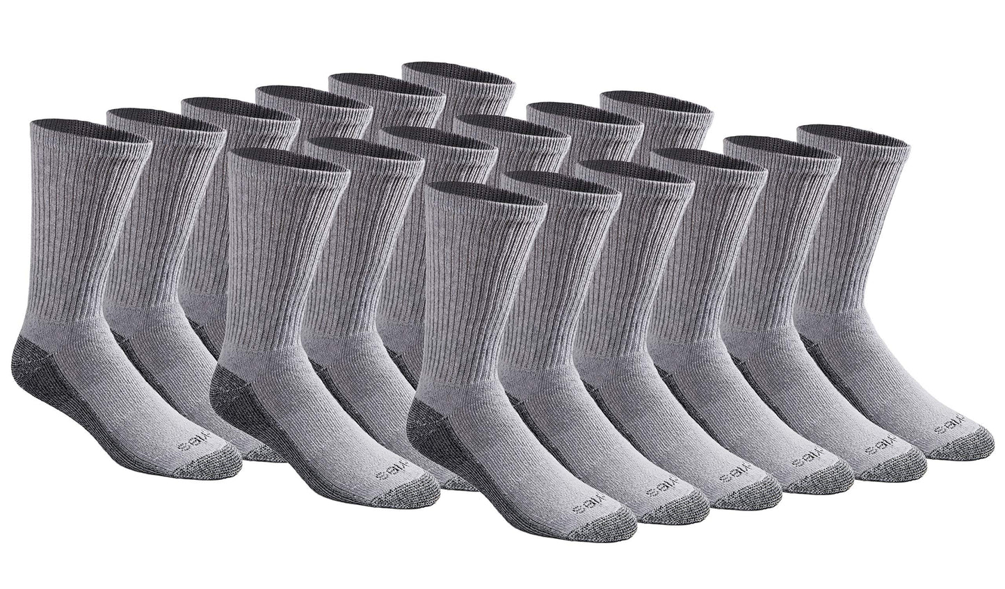 Dickies Men's Dri-Tech Essential Moisture Control Crew Socks, Available in M-XXL (6, 12 Pairs)
