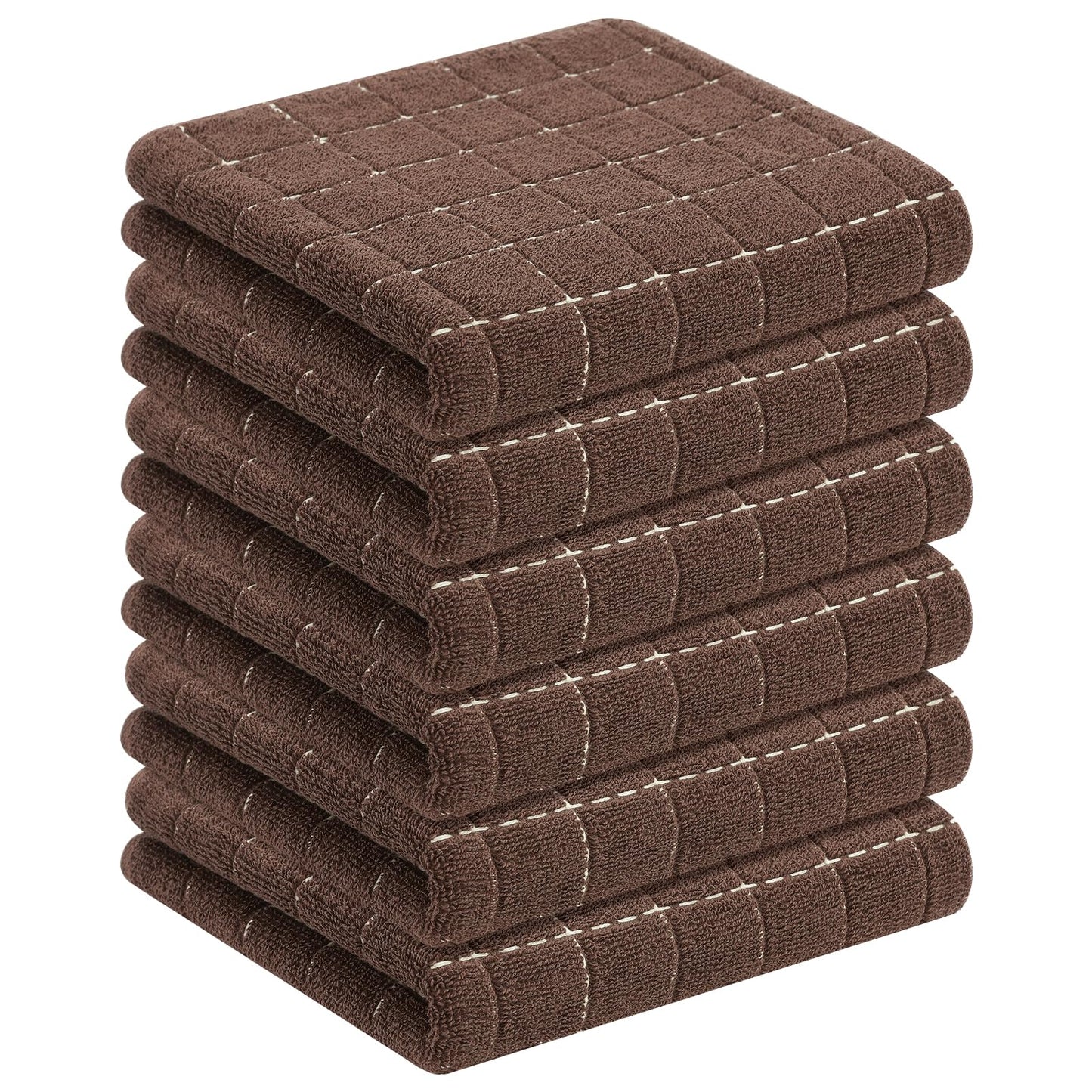 Homaxy 100% Cotton Terrycloth Check Design Dish Cloths & Dish Towels, Soft and Absorbent, Perfect for Kitchen Drying and Washing