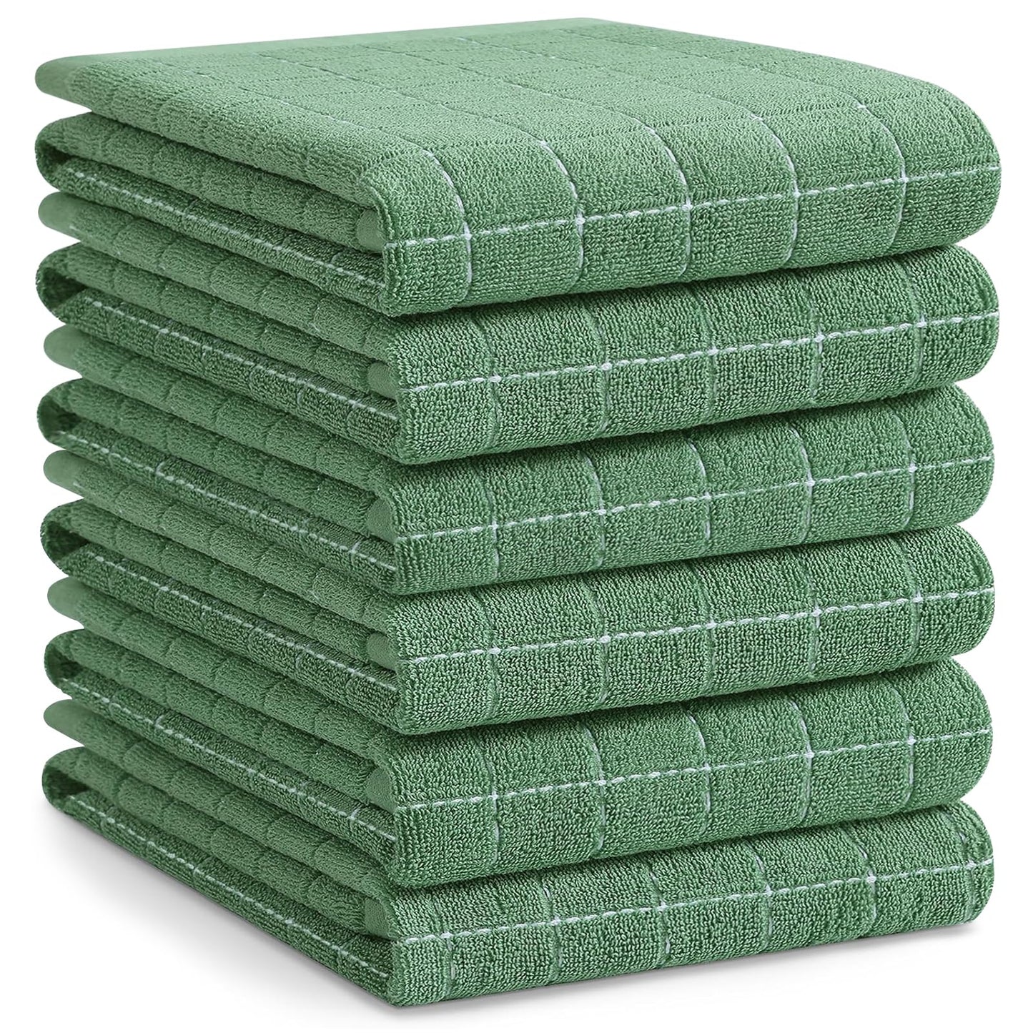Homaxy 100% Cotton Terrycloth Check Design Dish Cloths & Dish Towels, Soft and Absorbent, Perfect for Kitchen Drying and Washing
