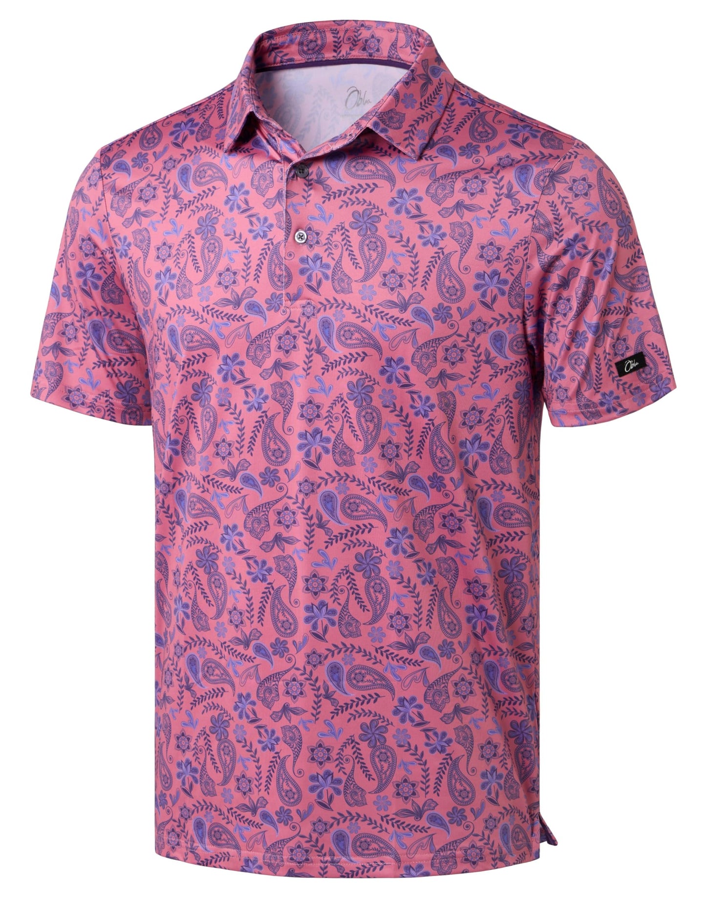 Obla Mens Golf Polo Shirts Short Sleeve Dry Fit Performance Moisture Wicking Casual Print Collared Golf Shirts for Men