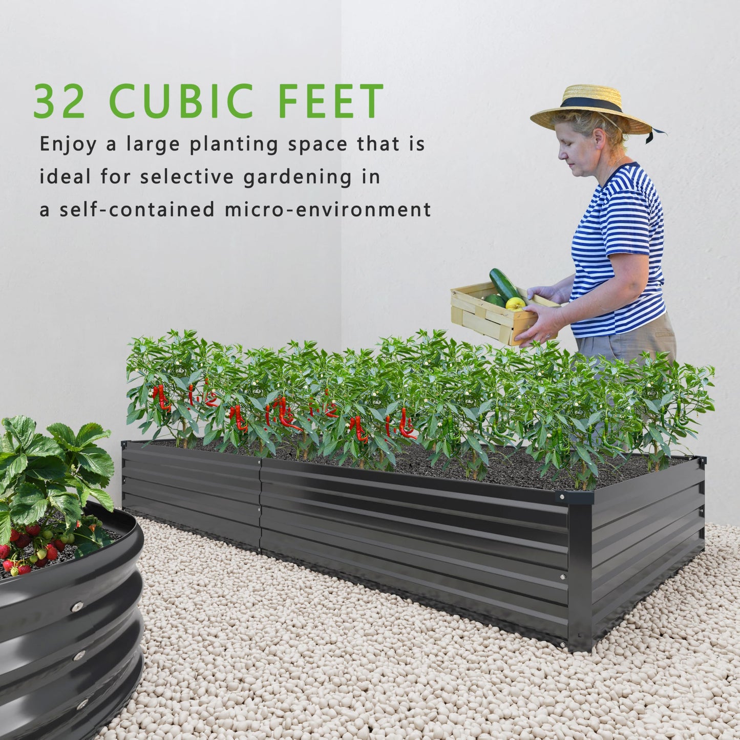DIIYIV Galvanized Raised Garden Bed,Raised Graden Bed-Square Metal Garden Bed,Large Planter Raised Bed Outdoor,Garden Box for Vegetables,Flower,herb