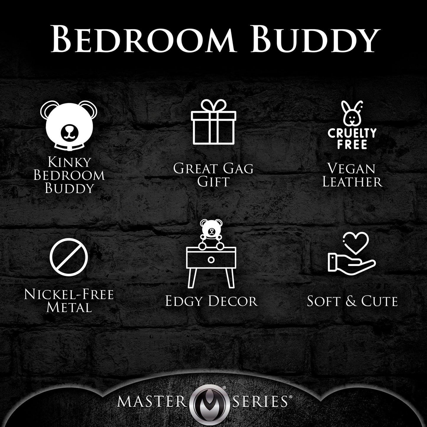 MASTER SERIES Hooded Bondage Bear for Men, Women & Couples. Soft, BDSM Themed Teddy Bear Stuffed Animal Medium. Cute and Sexy Gift. 1 Piece, Beige and Black.
