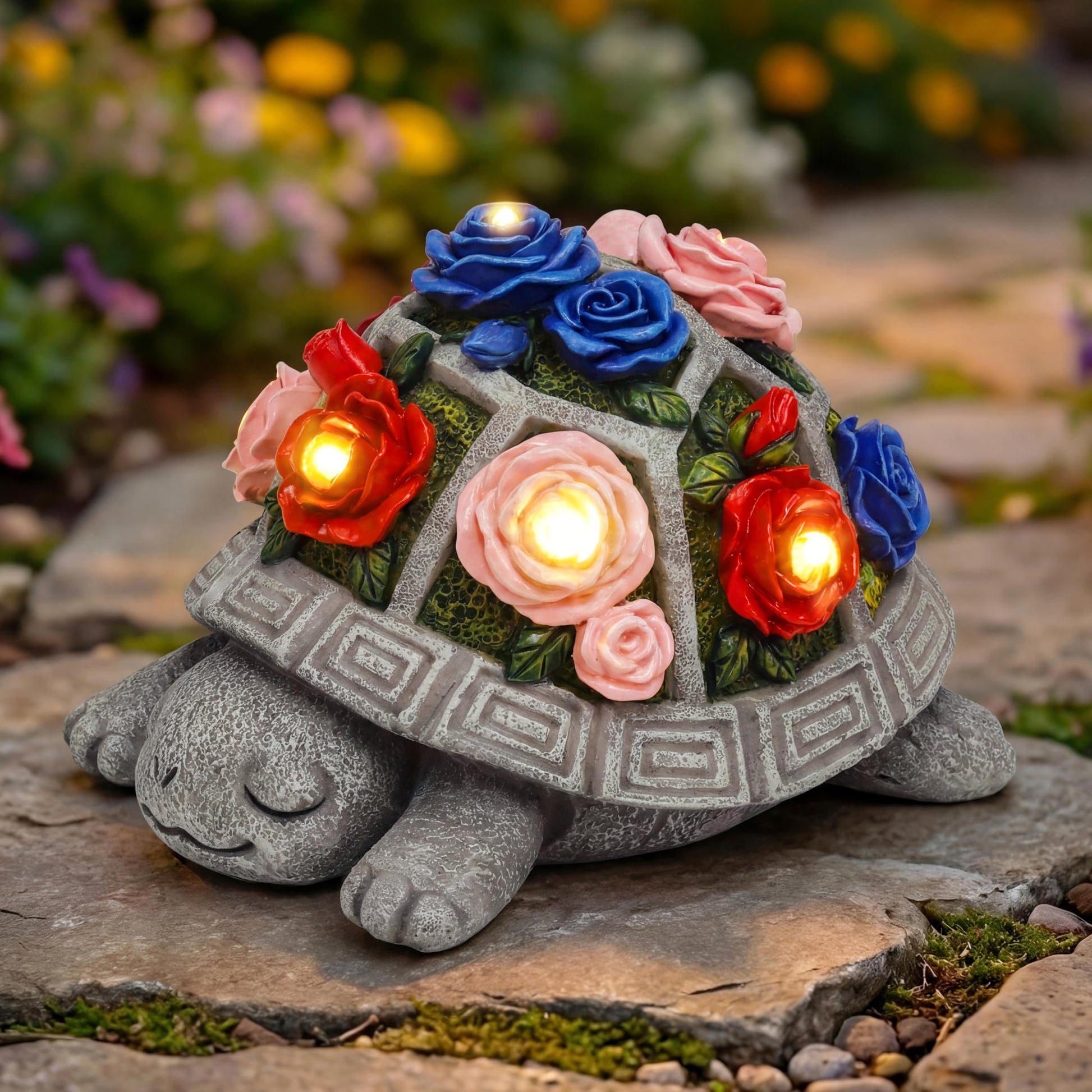 Solar Turtle Statue for Outdoor Garden Yard Decor