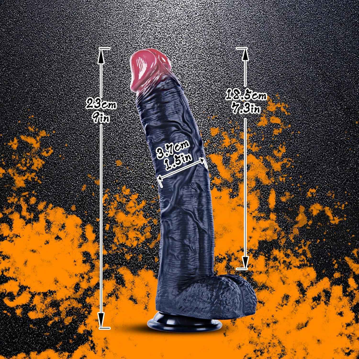 hainuo Realistic Silicone Dildo with Suction Cup Black