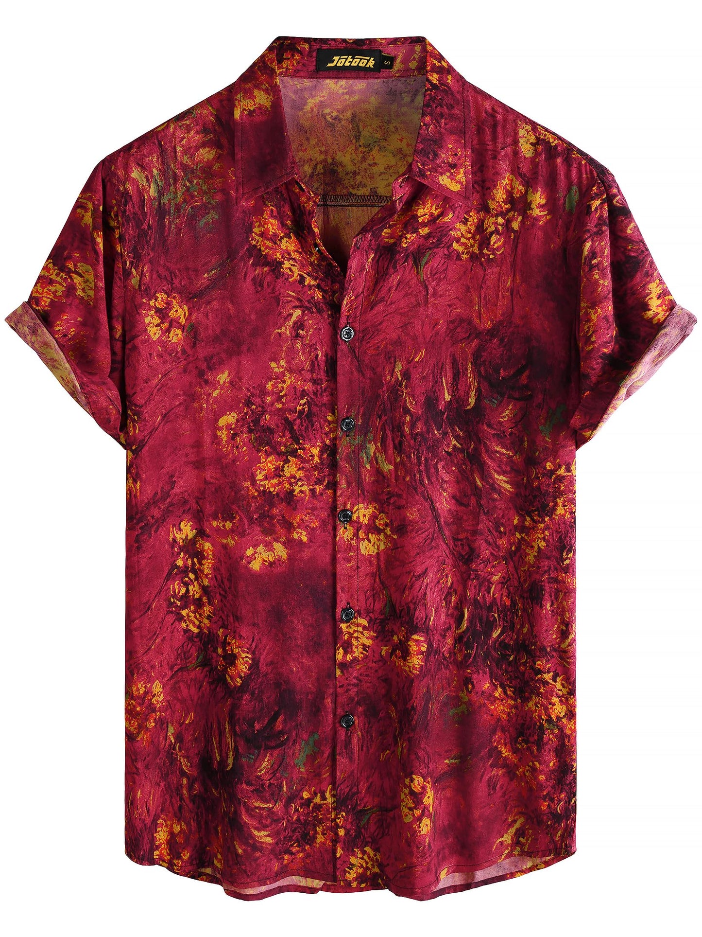 JOTOOK Mens Hawaiian Shirt Short Sleeve Button Down Tropical Shirts Casual Floral Summer Beach Shirt