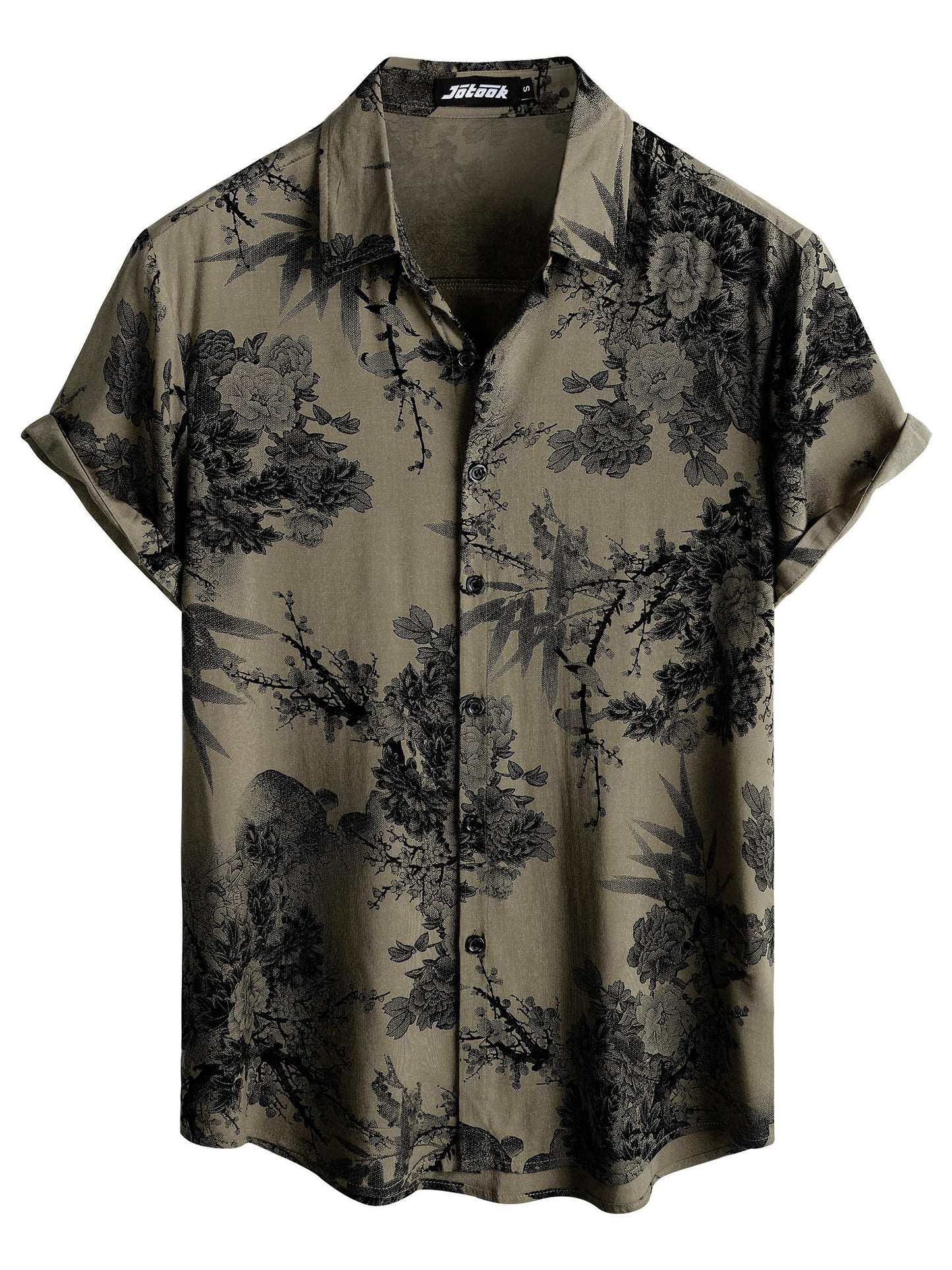 JOTOOK Mens Hawaiian Shirt Short Sleeve Button Down Tropical Shirts Casual Floral Summer Beach Shirt
