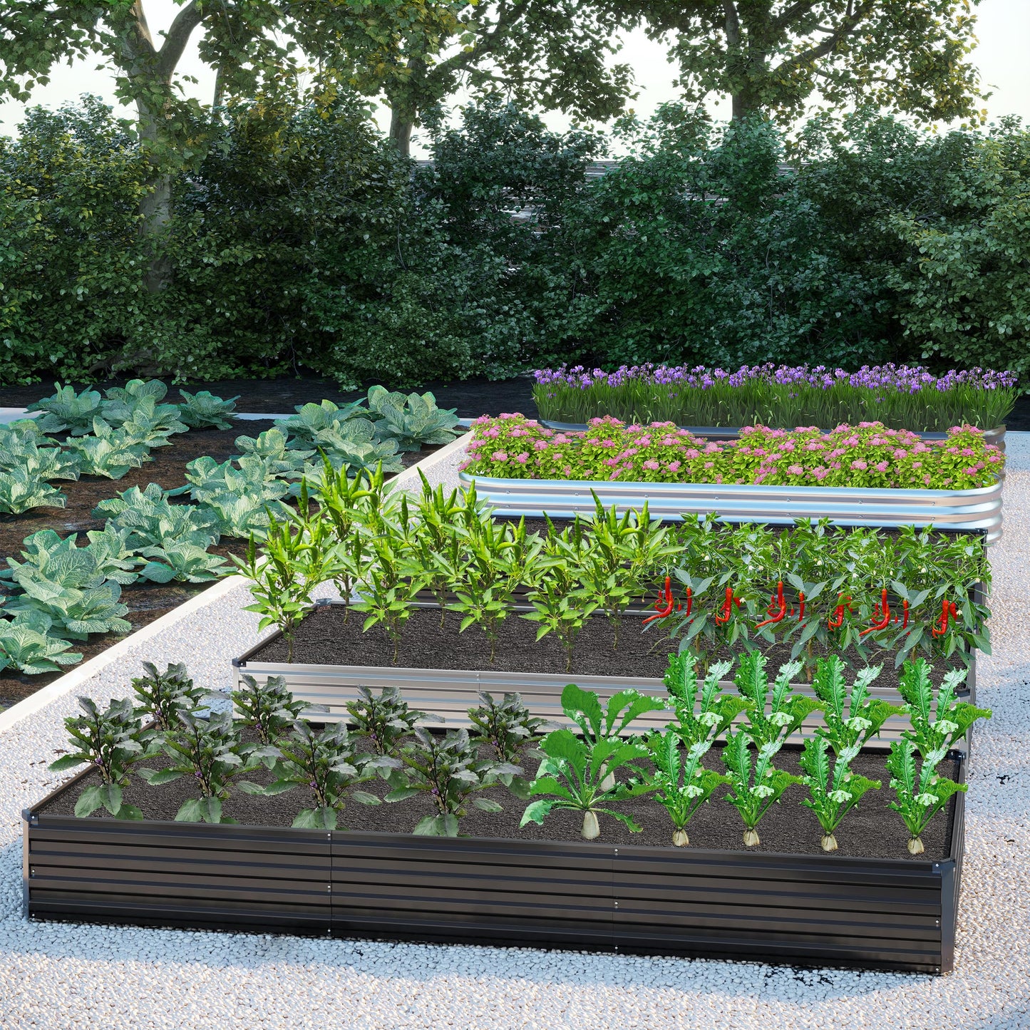 DIIYIV Galvanized Raised Garden Bed,Raised Graden Bed-Square Metal Garden Bed,Large Planter Raised Bed Outdoor,Garden Box for Vegetables,Flower,herb