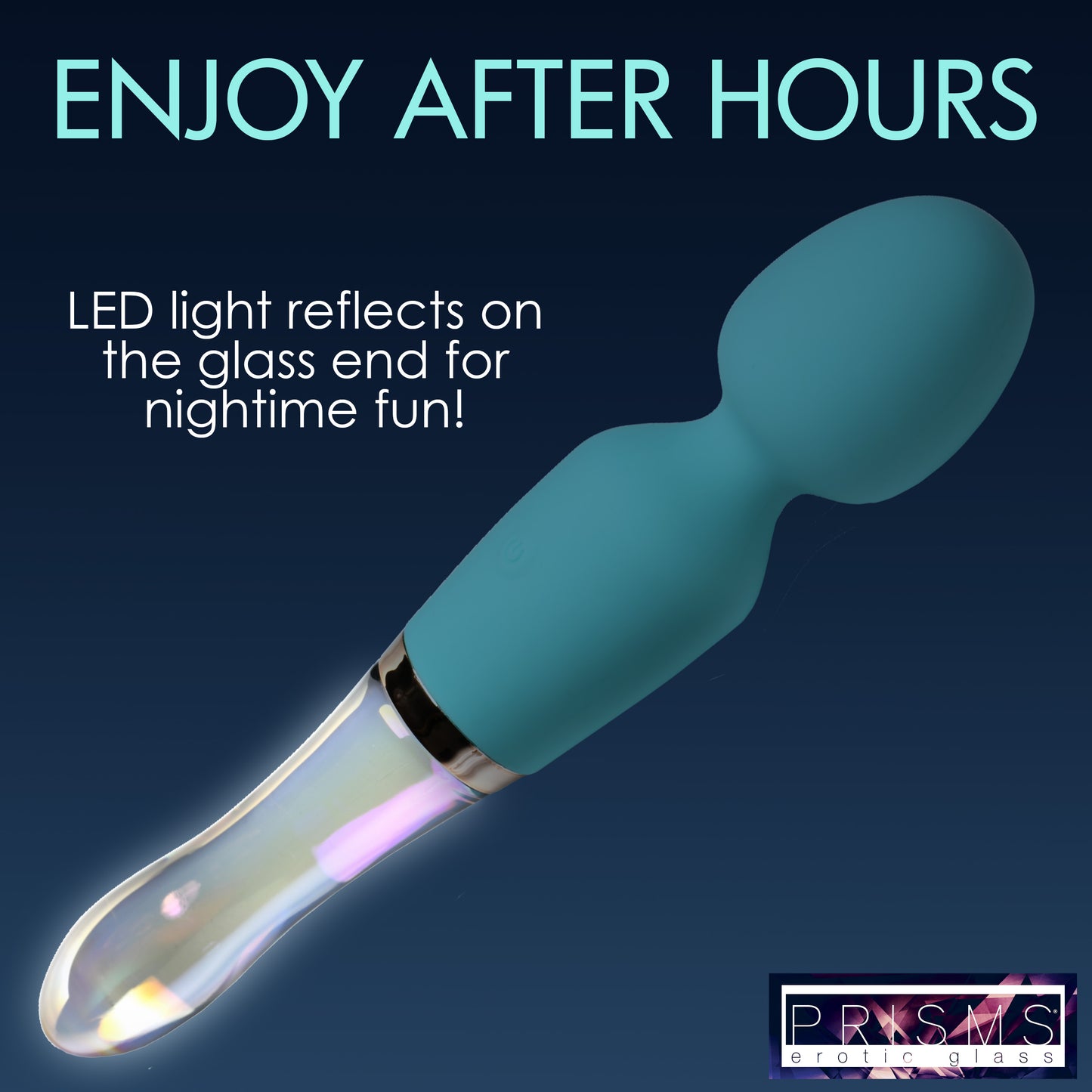 Prisms Erotic Glass 10X Wand Massager Turquoise Dual Ended