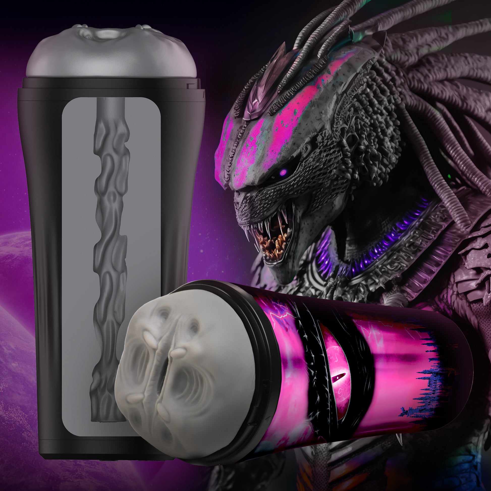 Creature Cocks Predator Stroker - Soft Fantasy Masturbator in Gray
