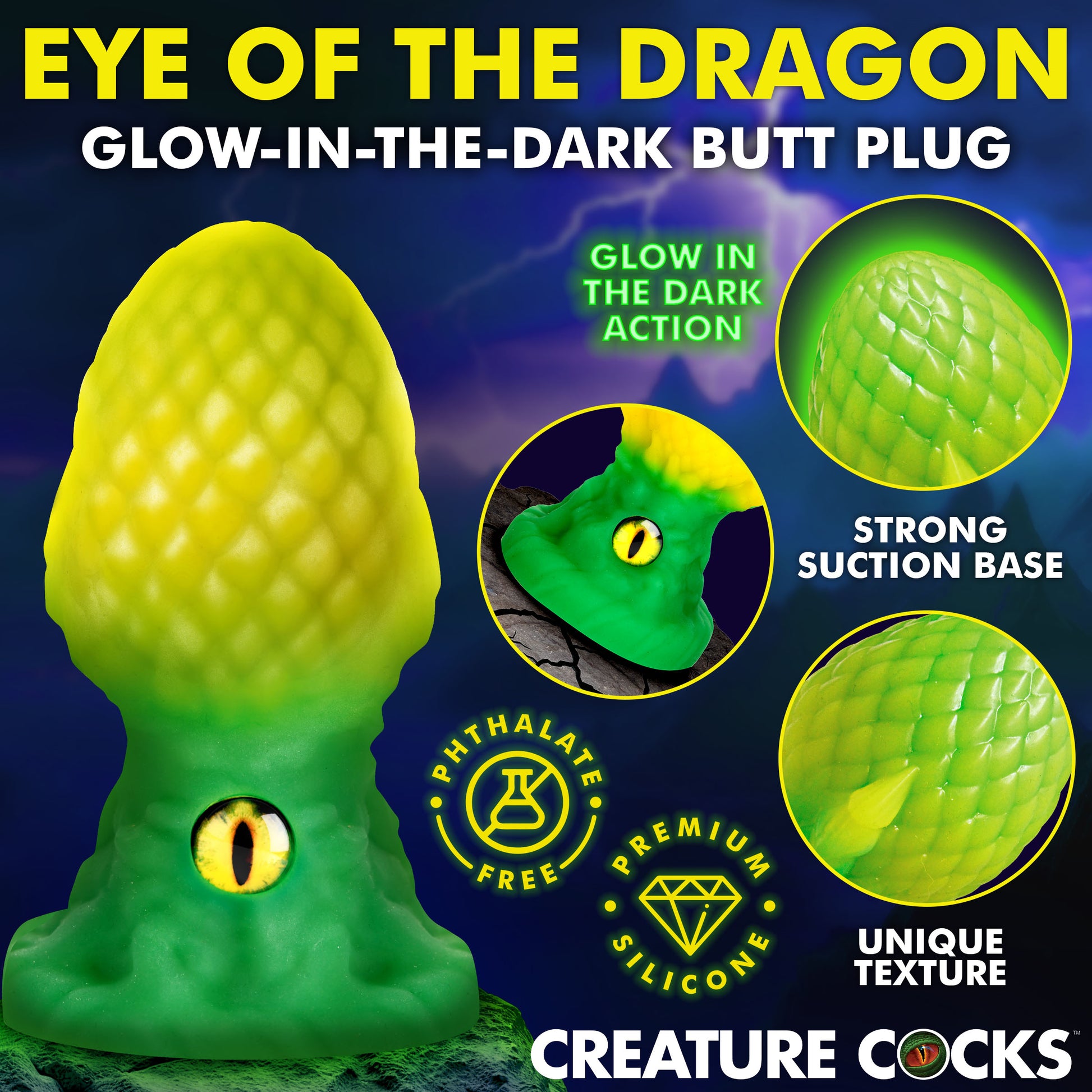 Creature Cocks Eye of the Dragon Silicone Butt Plug Green