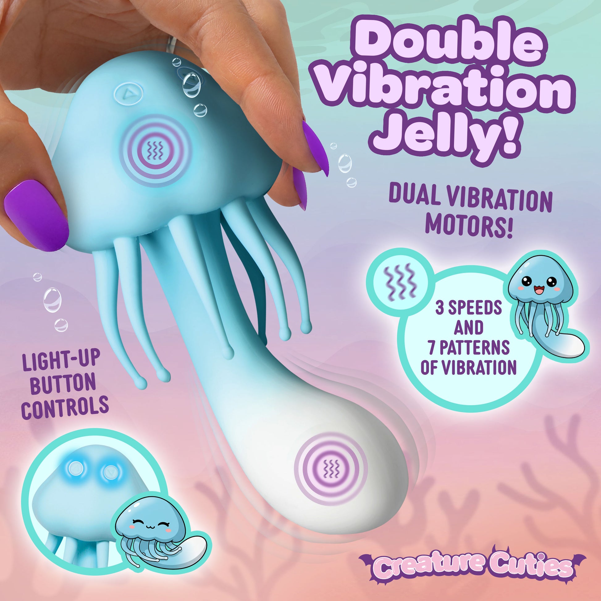 Creature Cuties Jellyvibe Dual Motor Silicone Vibrator