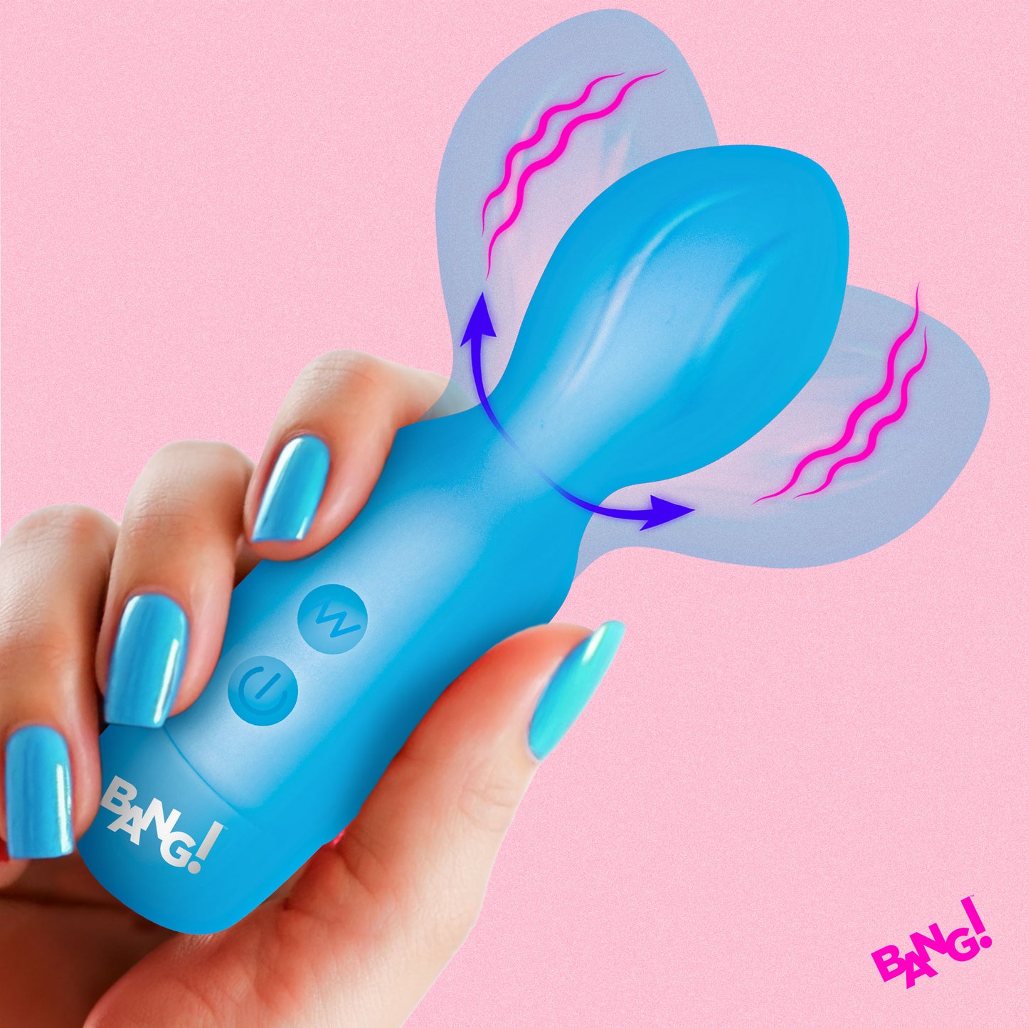 Bang! 18X Vibrating Silicone Mini Wand Textured Head Blue