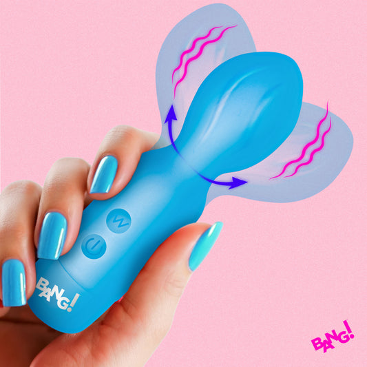 Bang! 18X Vibrating Silicone Mini Wand Textured Head Blue
