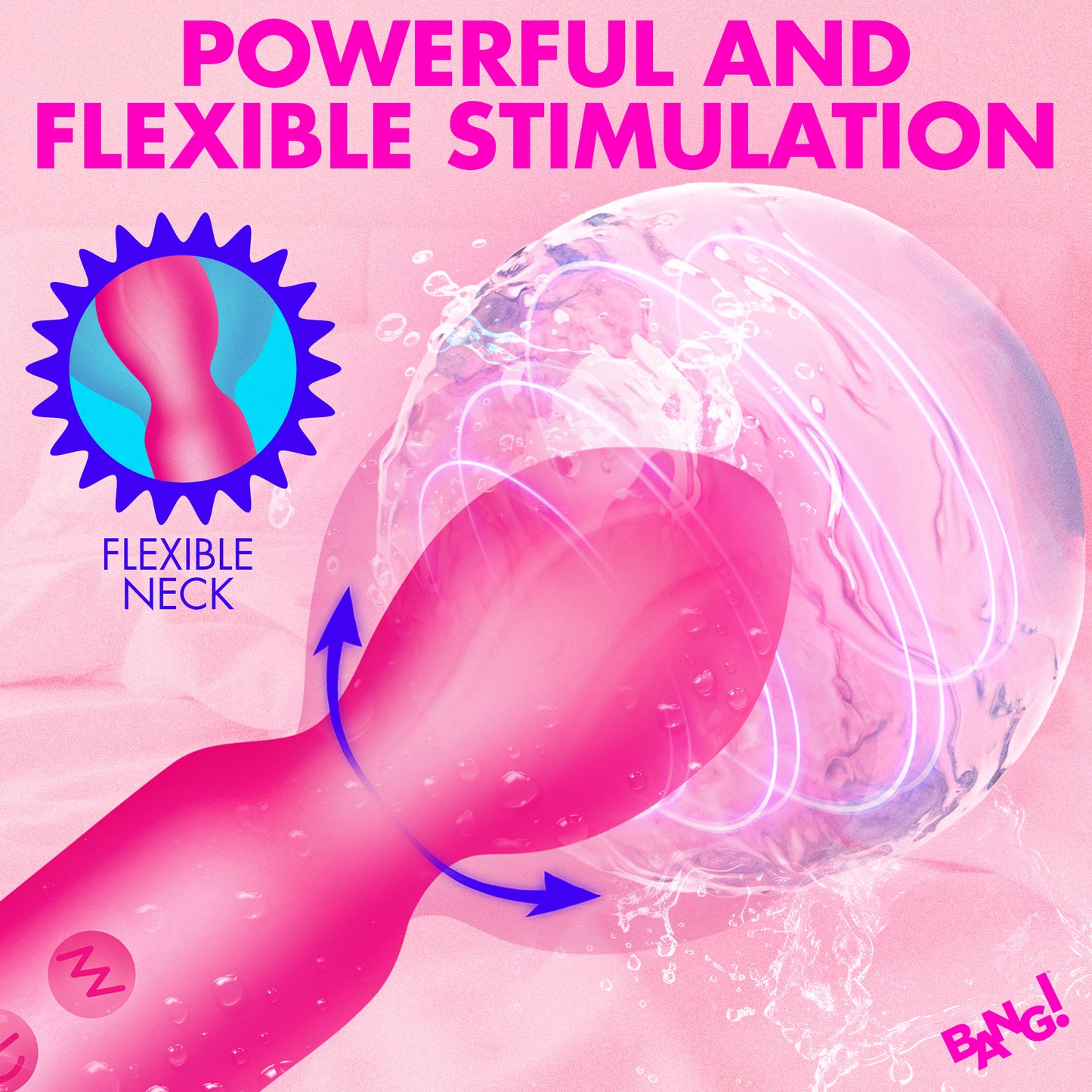 Bang! 18X Vibrating Silicone Mini Wand Textured Pink