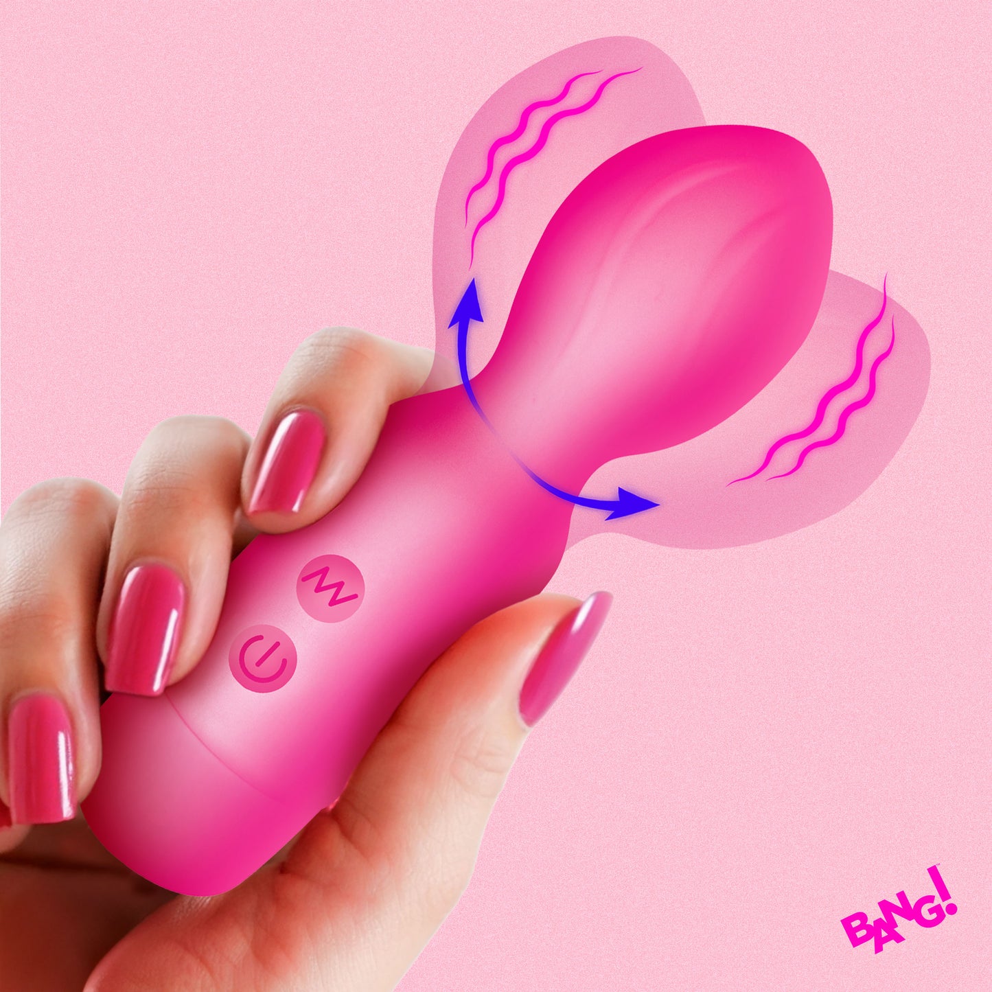 Bang! 18X Vibrating Silicone Mini Wand Textured Pink
