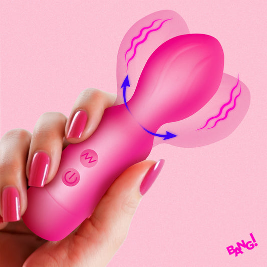 Bang! 18X Vibrating Silicone Mini Wand Textured Pink