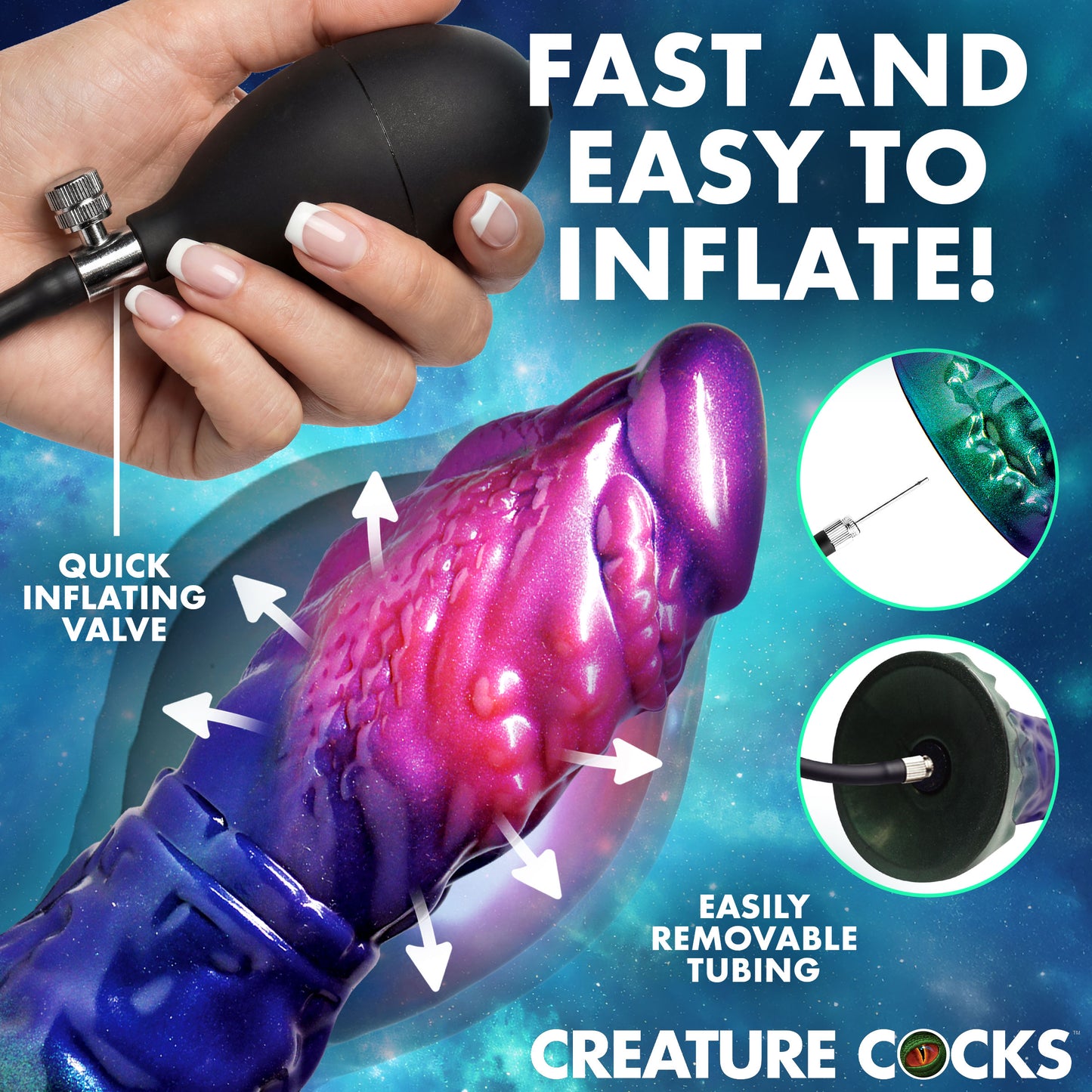Creature Cocks Gorge Inflatable Silicone Dildo Multi