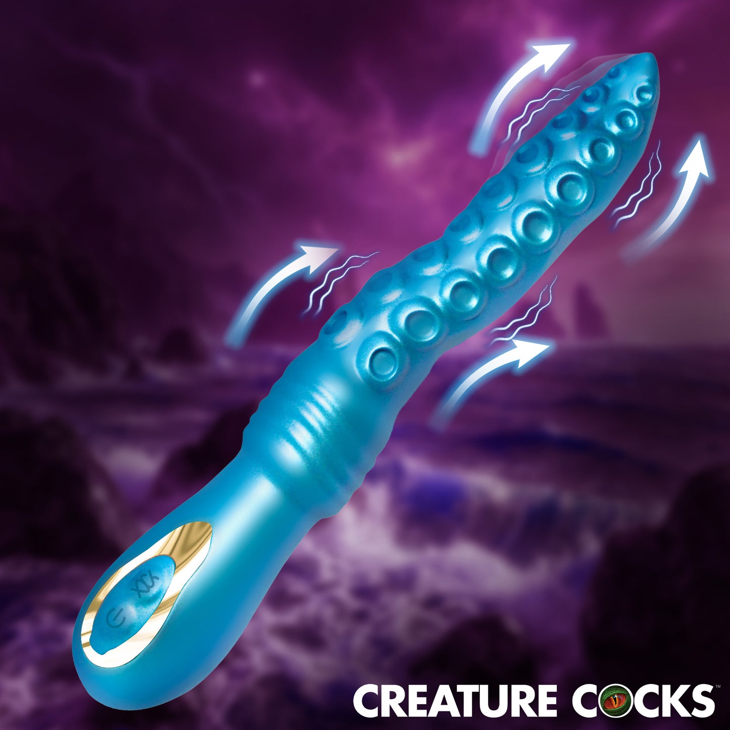 Creature Cocks Tenta-Squirm Squirming Silicone Vibrator Iridescent Blue
