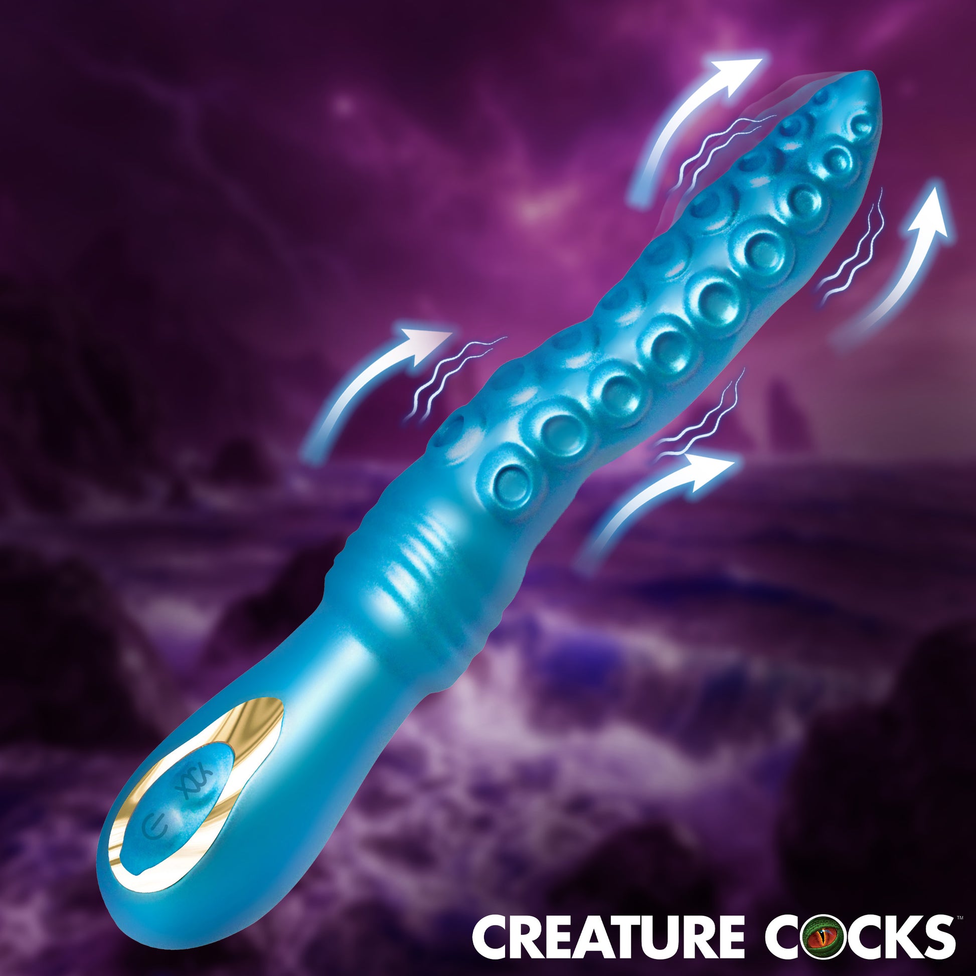 Creature Cocks Tenta-Squirm Squirming Silicone Vibrator Iridescent Blue