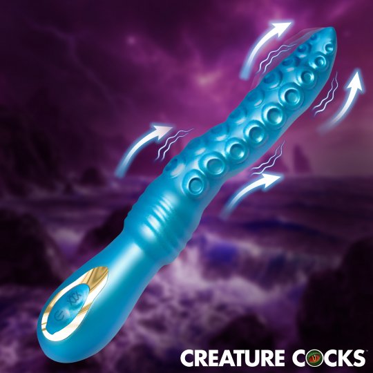 Creature Cocks Tenta-Squirm Squirming Silicone Vibrator Iridescent Blue