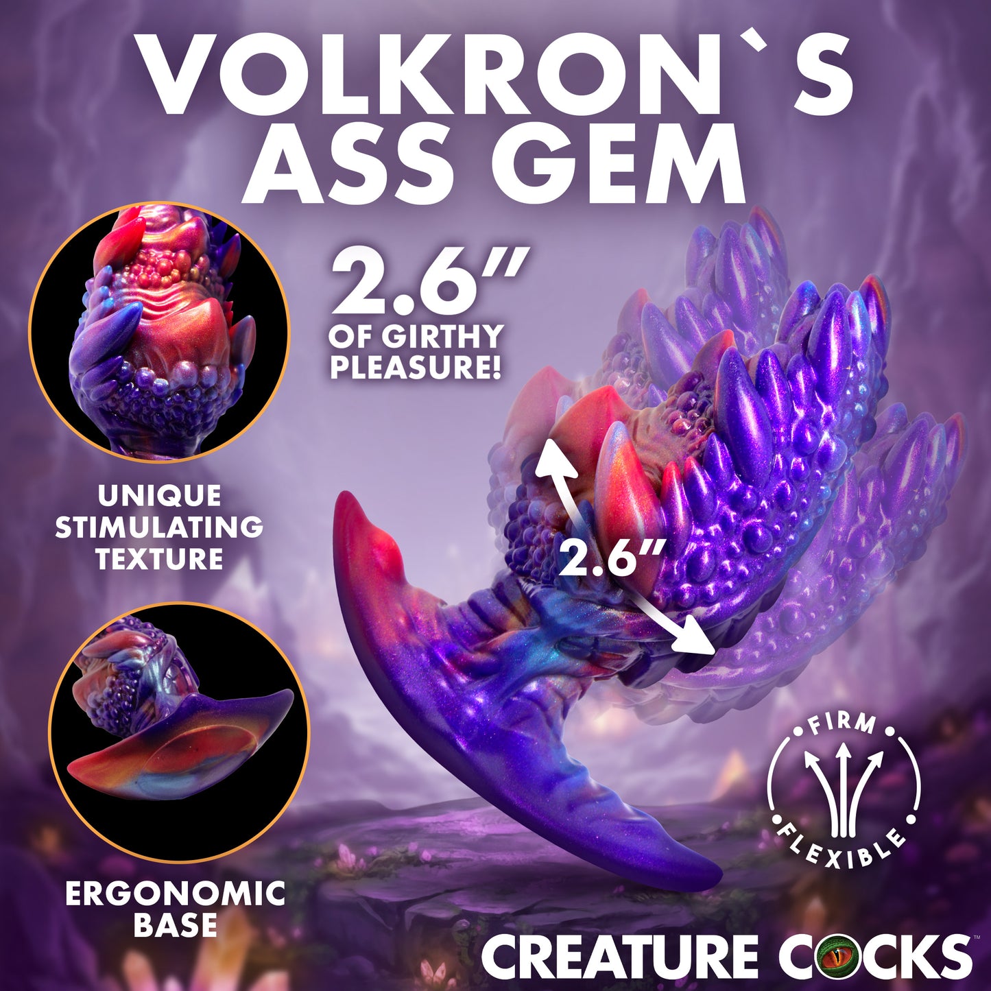 Creature Cocks Volkron Silicone Butt Plug Textured Fantasy Design