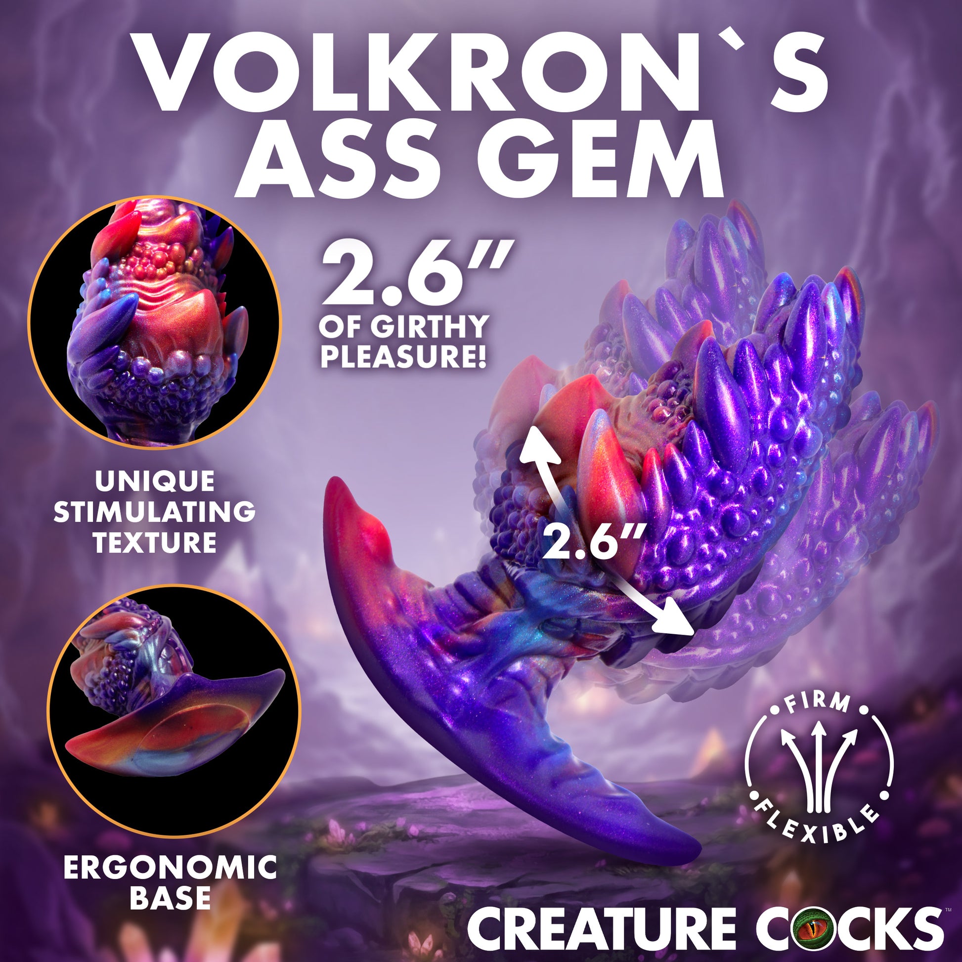 Creature Cocks Volkron Silicone Butt Plug Textured Fantasy Design