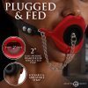 Master Series Feeding Gag Plugged Silicone Red Adjustable Strap