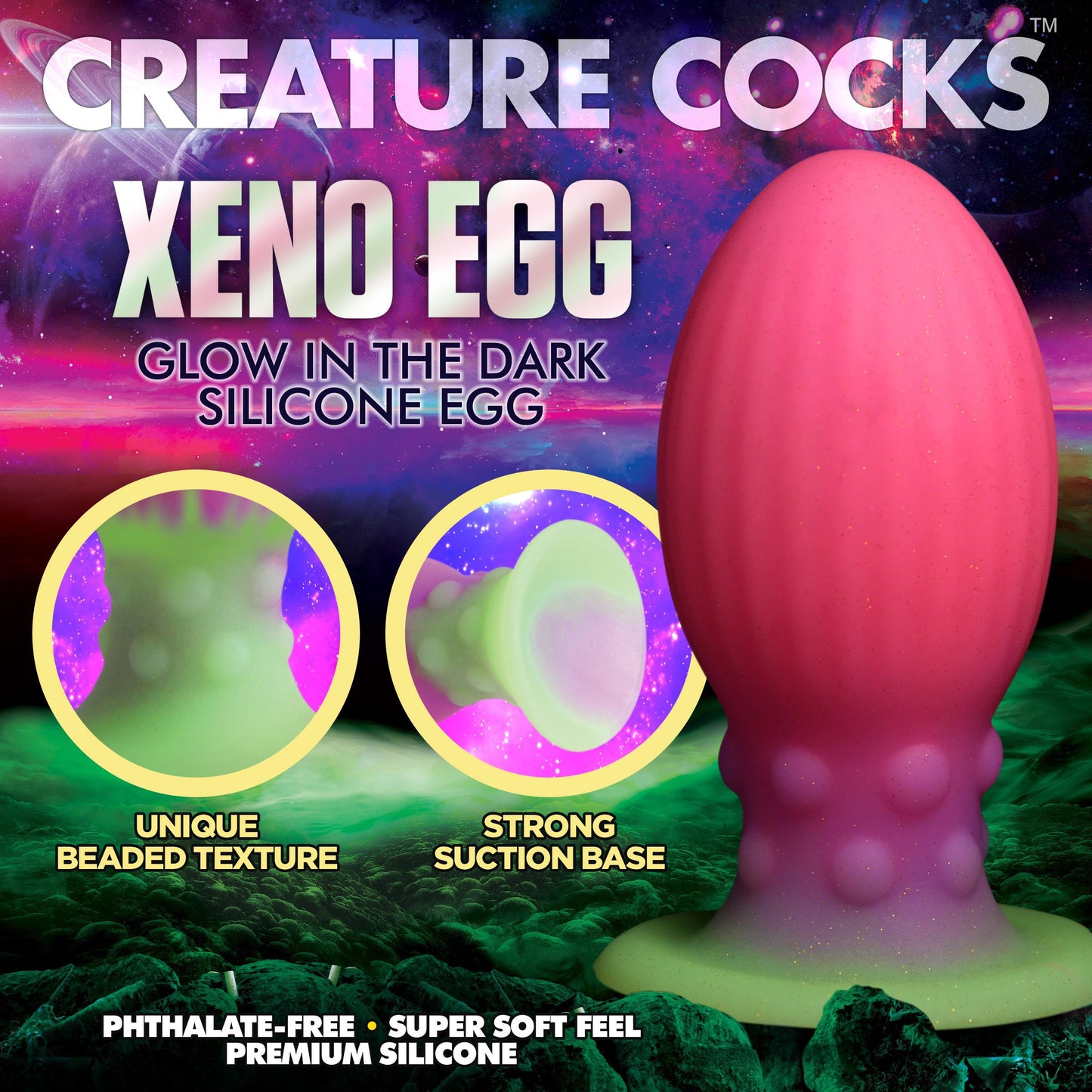 Creature Cocks Xeno Glow in the Dark Silicone Egg XL