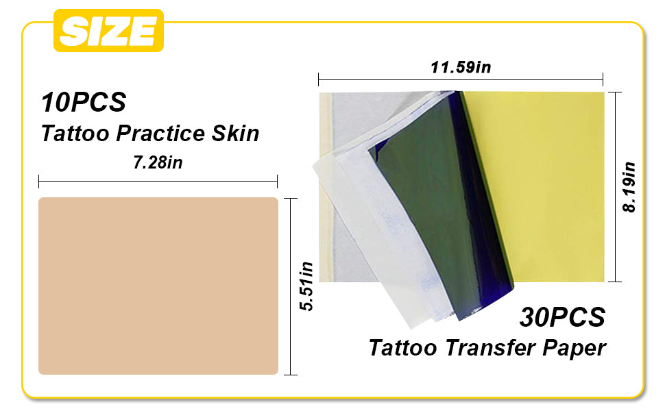 Romlon Tattoo Practice Skin and Transfer Paper Kit 40 Pieces