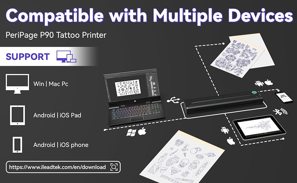PeriPage P90 Wireless Thermal Tattoo Stencil Printer Portable